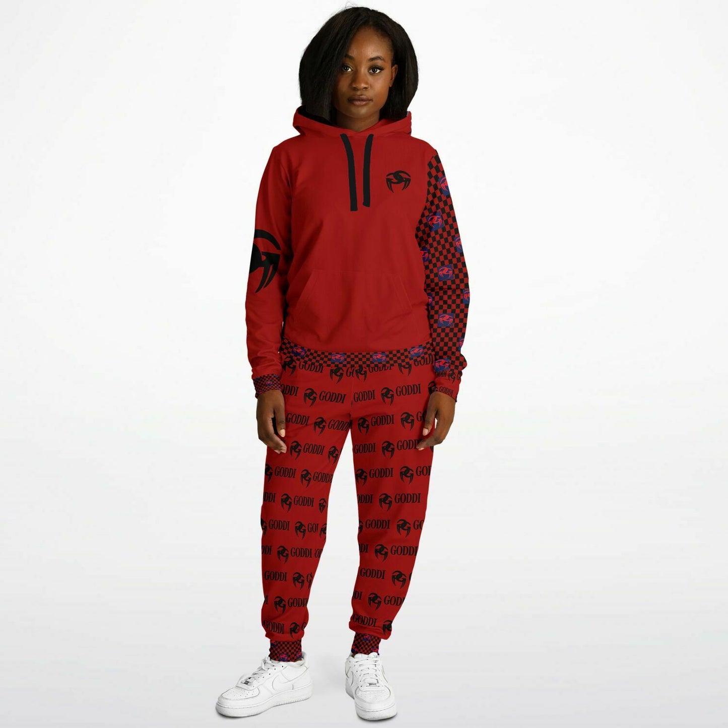Goddi GG Black Logo Red Hoodie & Jogger Unisex A105