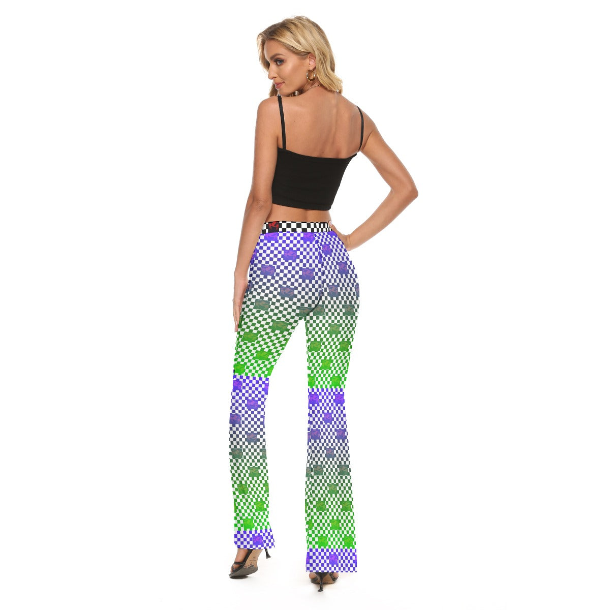 Goddi GG Women Skinny Checked Print Flare Leggings xs $72.00