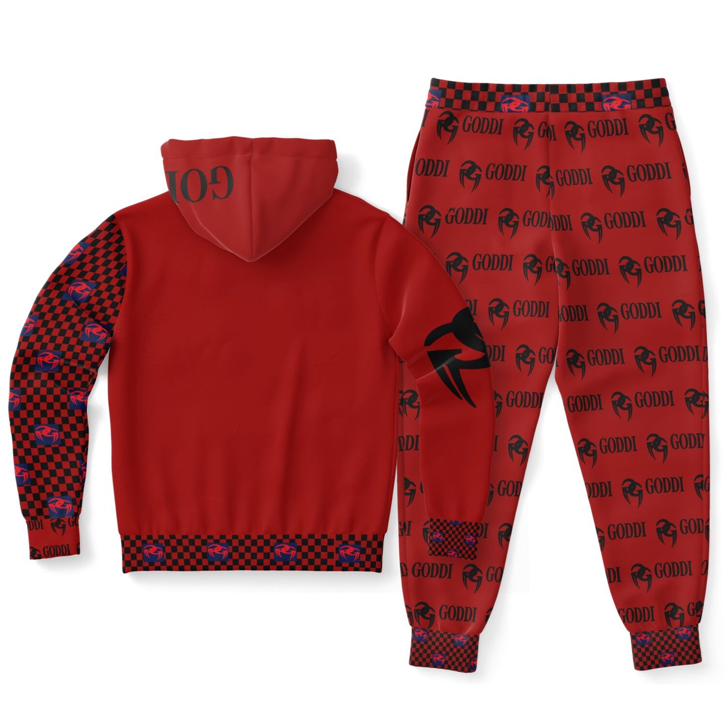 Goddi GG Black Logo Red Hoodie & Jogger Unisex A105