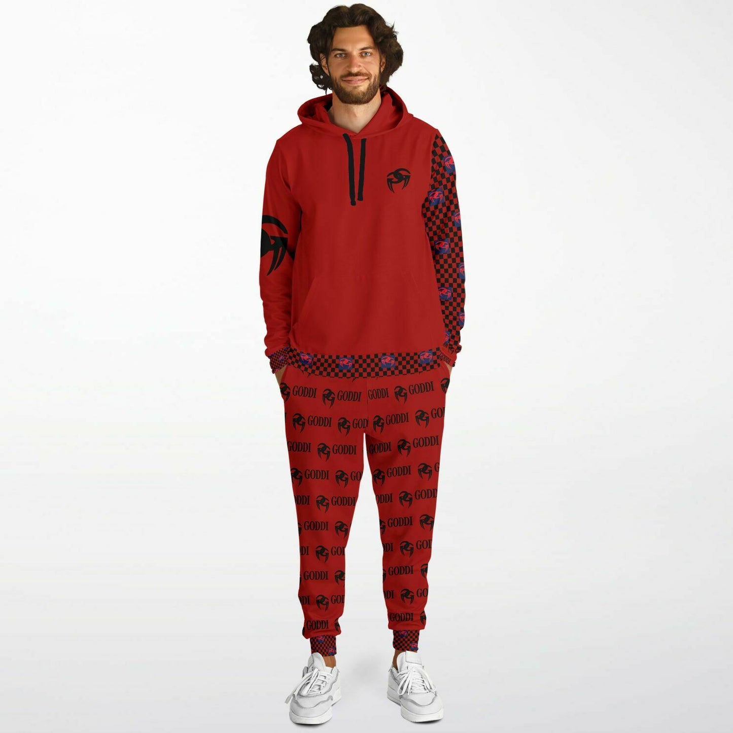 Goddi GG Black Logo Red Hoodie & Jogger Unisex A105