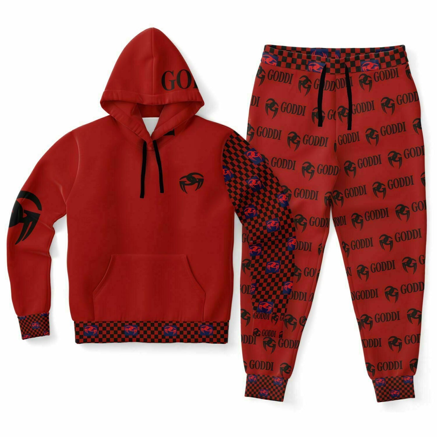 Goddi GG Black Logo Red Hoodie & Jogger Unisex A105