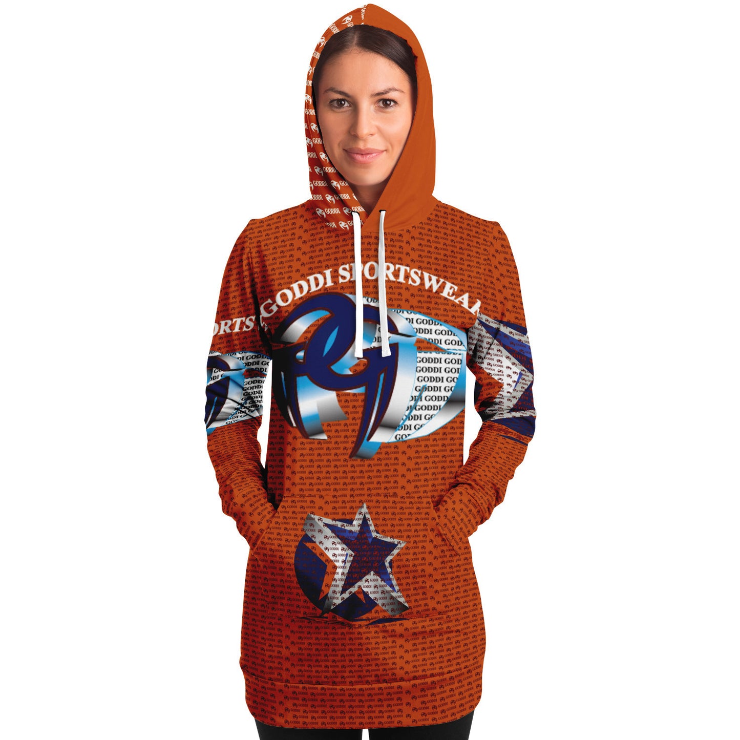 The GODDI GG athletic long line hoodie draws inspiration from Vincent van Gogh's iconic 1889 "Starry Night" painting, xs