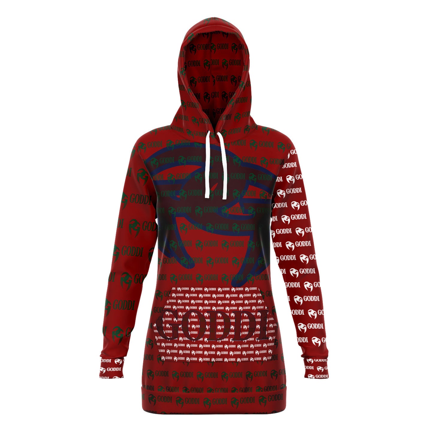 GODDI Designer Longline GG Hoodie for Women -Red