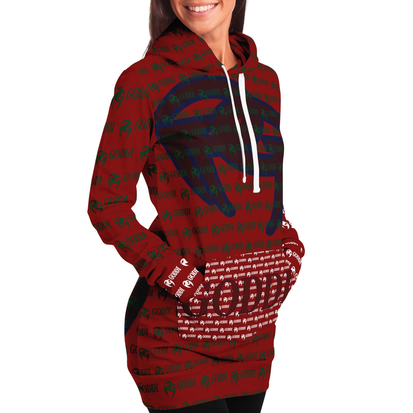 GODDI Designer Longline GG Hoodie for Women -Red