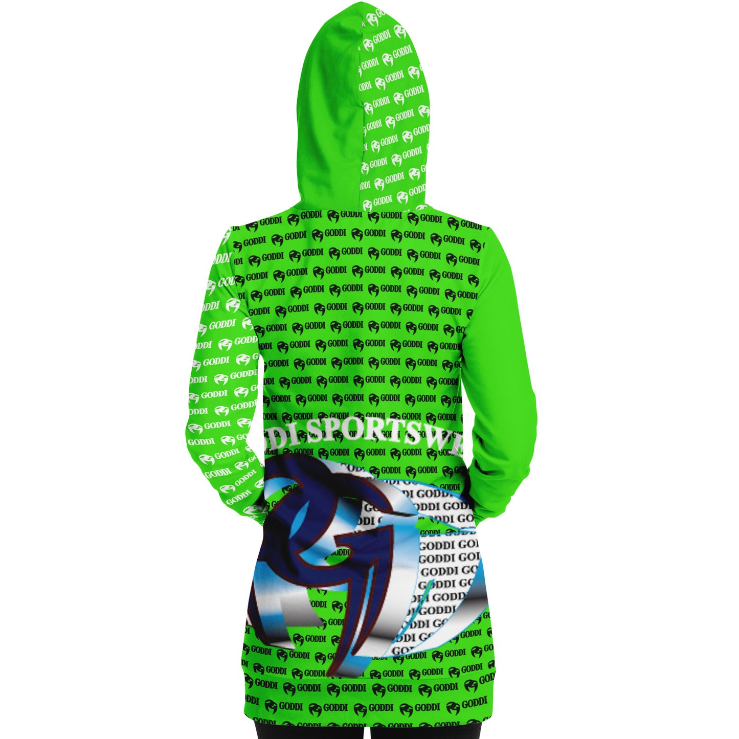 GODDI - Logo Print Lime Green Women’s Athletic GG Longline Hood -xs