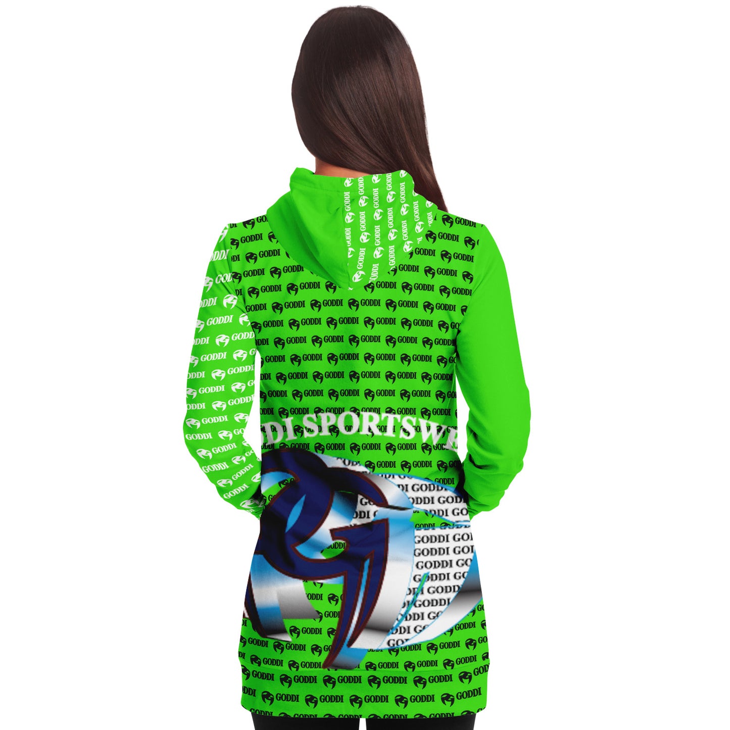 GODDI - Logo Print Lime Green Women’s Athletic GG Longline Hood -xs