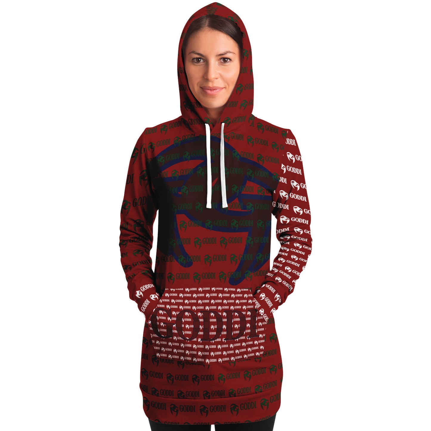 GODDI Designer Longline GG Hoodie for Women -Red