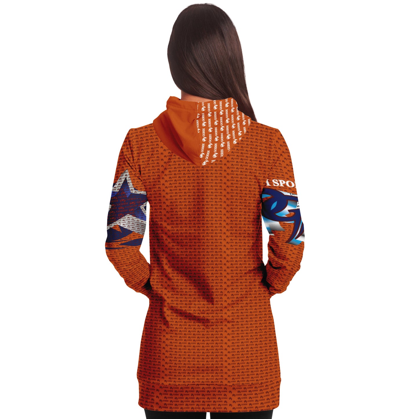 The GODDI GG athletic long line hoodie draws inspiration from Vincent van Gogh's iconic 1889 "Starry Night" painting, xs