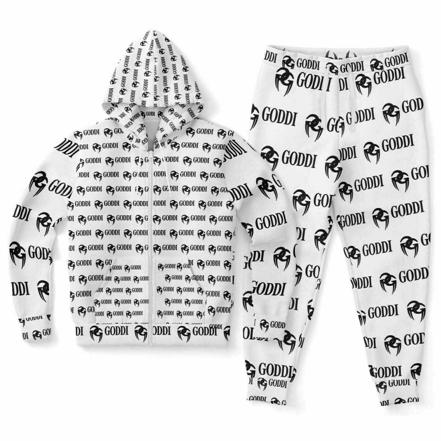 GODDI - White GG Ziphoodie & Jogger- s
