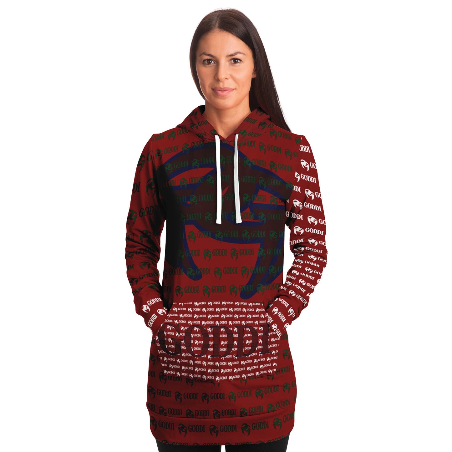 GODDI Designer Longline GG Hoodie for Women -Red