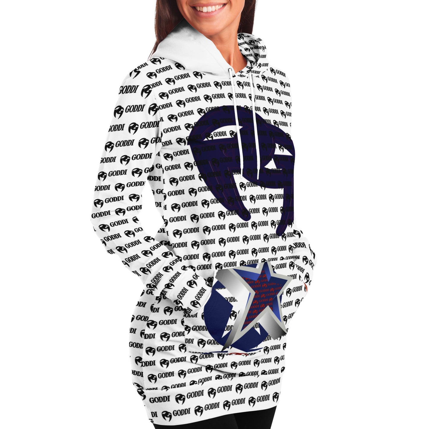 GODDI GG All over loungewear Athletic Women’s Longline Hoodie, XS